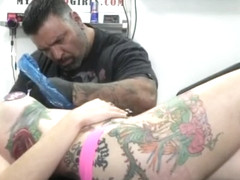 Tattooed girl masturbate tight pussy orgasm